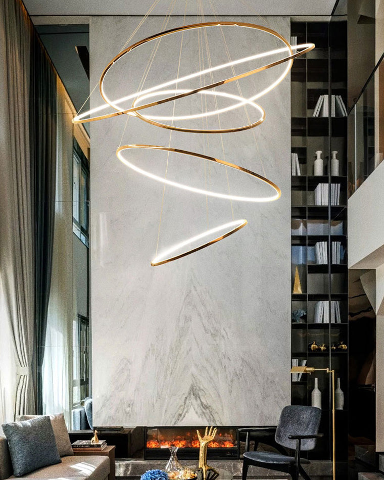 WOMO Large Tiered Ring LED Foyer Chandelier-WM2160