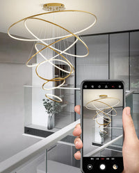 WOMO Large Tiered Ring LED Foyer Chandelier-WM2160