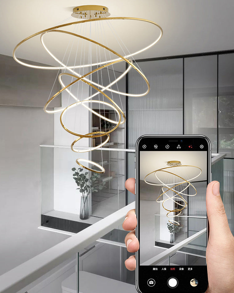 WOMO Large Tiered Ring LED Foyer Chandelier-WM2160