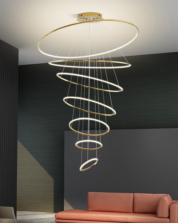 WOMO Large Tiered Ring LED Foyer Chandelier-WM2160