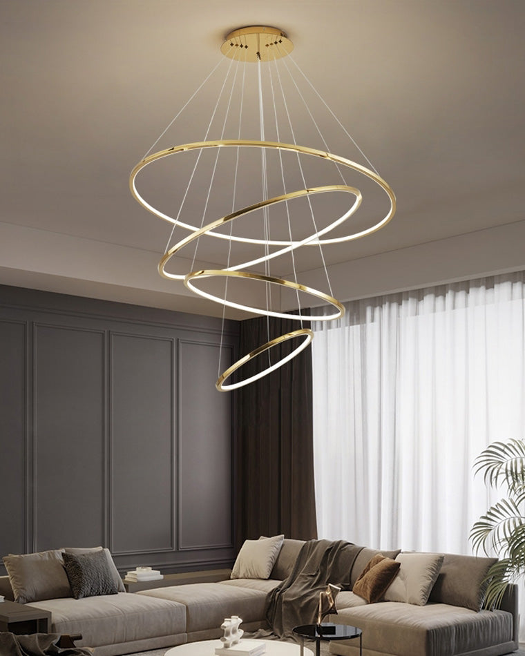 WOMO Large Tiered Ring LED Foyer Chandelier-WM2160