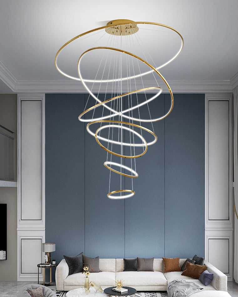 WOMO Large Tiered Ring LED Foyer Chandelier-WM2160