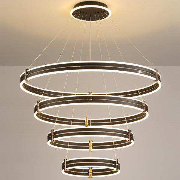 WOMO Tiered Black Rings Chandelier-WM2172