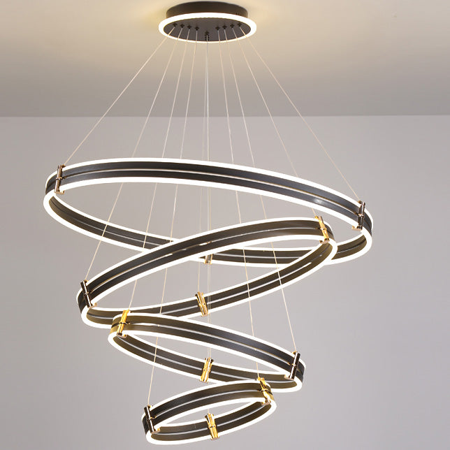 WOMO Tiered Black Rings Chandelier-WM2172