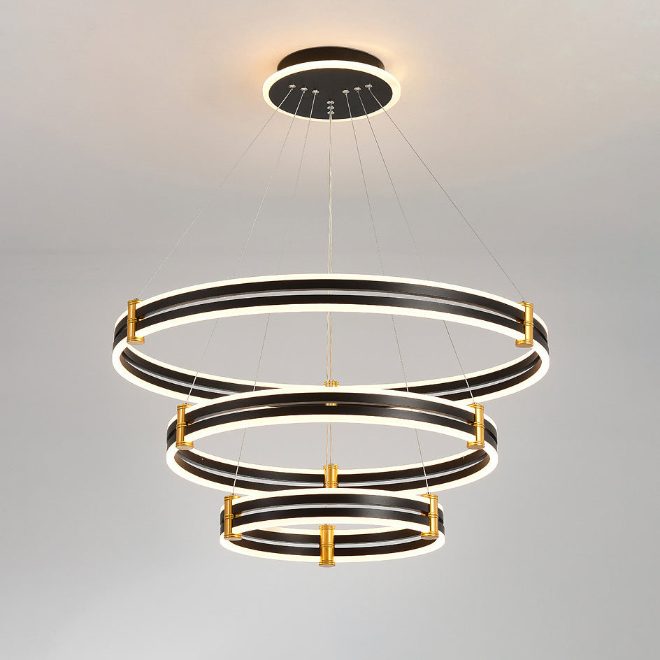 WOMO Tiered Black Rings Chandelier-WM2172