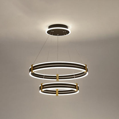 WOMO Tiered Black Rings Chandelier-WM2172