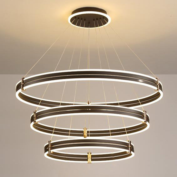 WOMO Tiered Black Rings Chandelier-WM2172