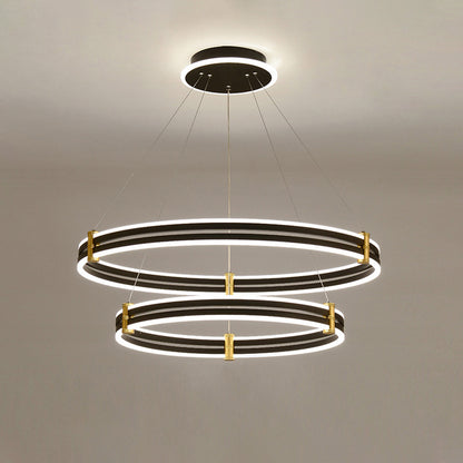 WOMO Tiered Black Rings Chandelier-WM2172