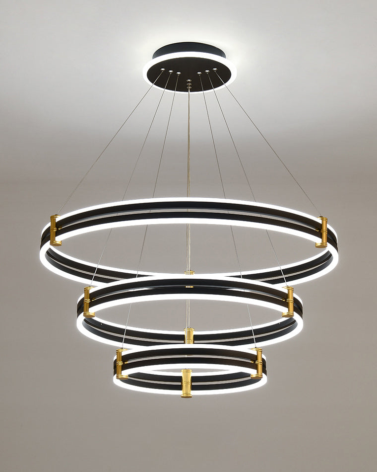 WOMO Tiered Black Rings Chandelier-WM2172