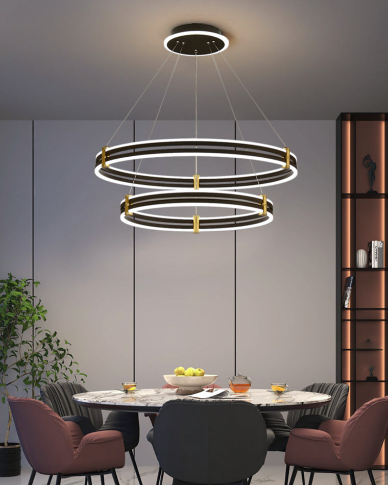 WOMO Tiered Black Rings Chandelier-WM2172