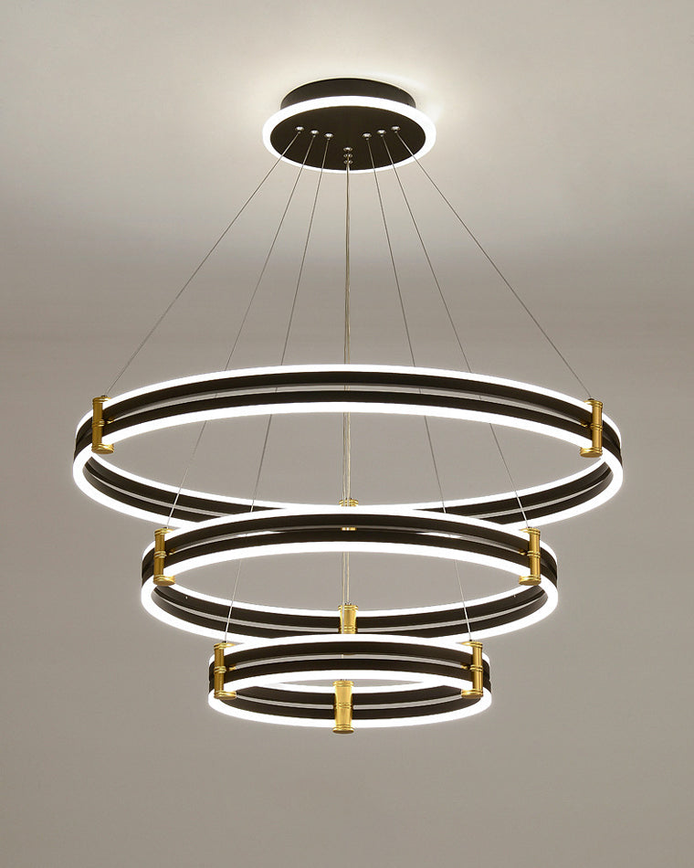 WOMO Tiered Black Rings Chandelier-WM2172