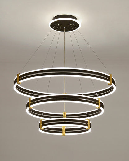 WOMO Tiered Black Rings Chandelier-WM2172