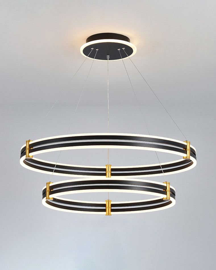 WOMO Tiered Black Rings Chandelier-WM2172