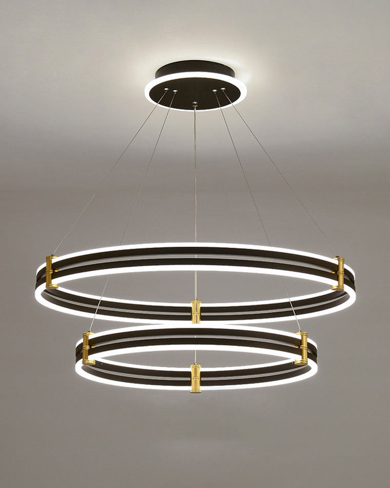 WOMO Tiered Black Rings Chandelier-WM2172