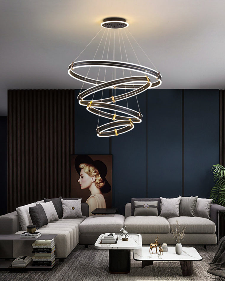 WOMO Tiered Black Rings Chandelier-WM2172