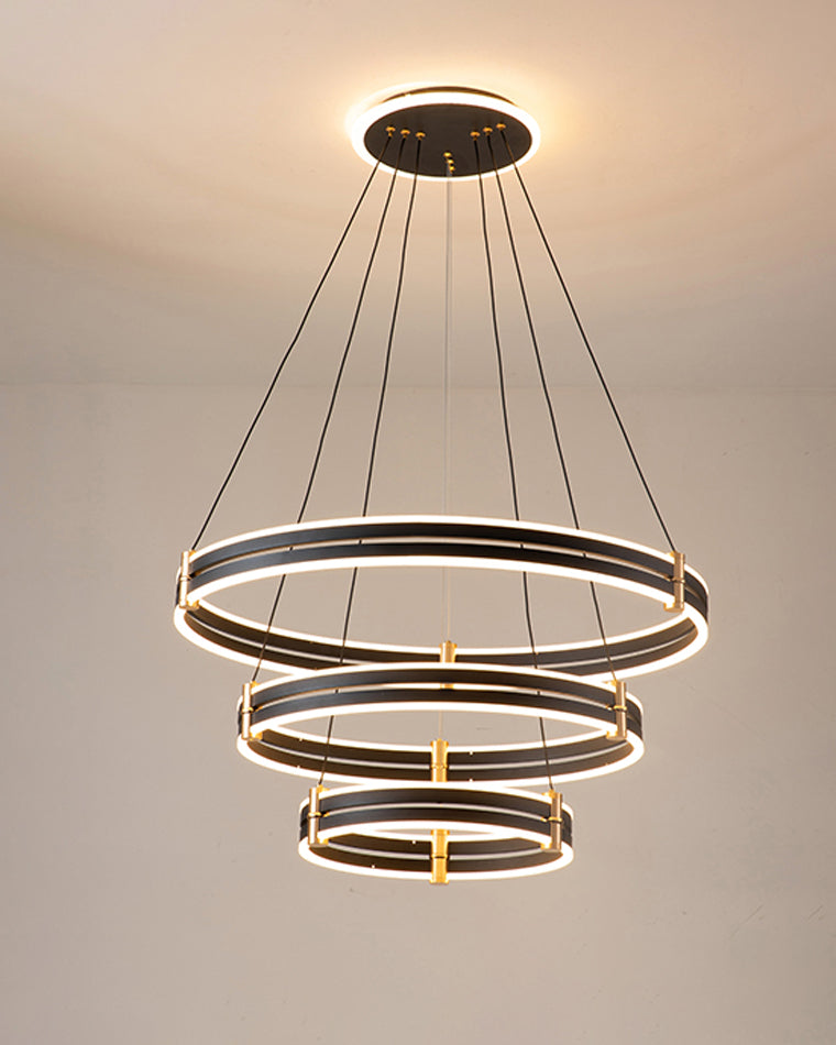 WOMO Tiered Black Rings Chandelier-WM2172