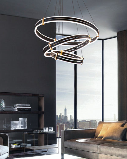 WOMO Tiered Black Rings Chandelier-WM2172