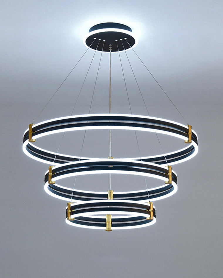 WOMO Tiered Black Rings Chandelier-WM2172