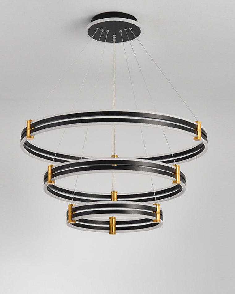 WOMO Tiered Black Rings Chandelier-WM2172