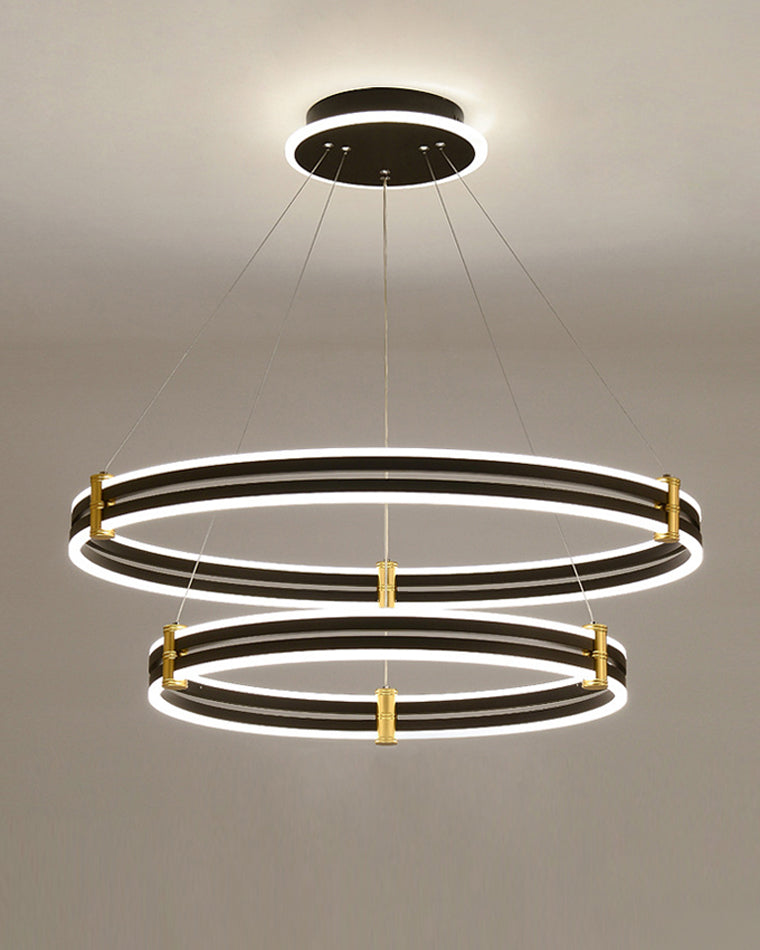 WOMO Tiered Black Rings Chandelier-WM2172