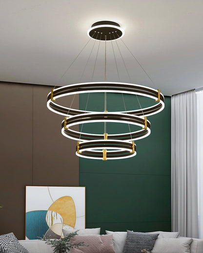 WOMO Tiered Black Rings Chandelier-WM2172