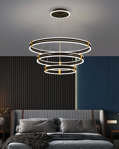 WOMO Tiered Black Rings Chandelier-WM2172