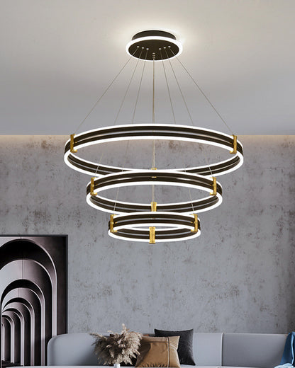 WOMO Tiered Black Rings Chandelier-WM2172