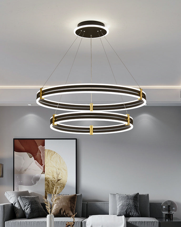 WOMO Tiered Black Rings Chandelier-WM2172