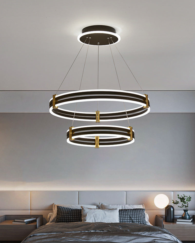 WOMO Tiered Black Rings Chandelier-WM2172