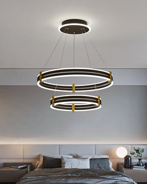 WOMO Tiered Black Rings Chandelier-WM2172