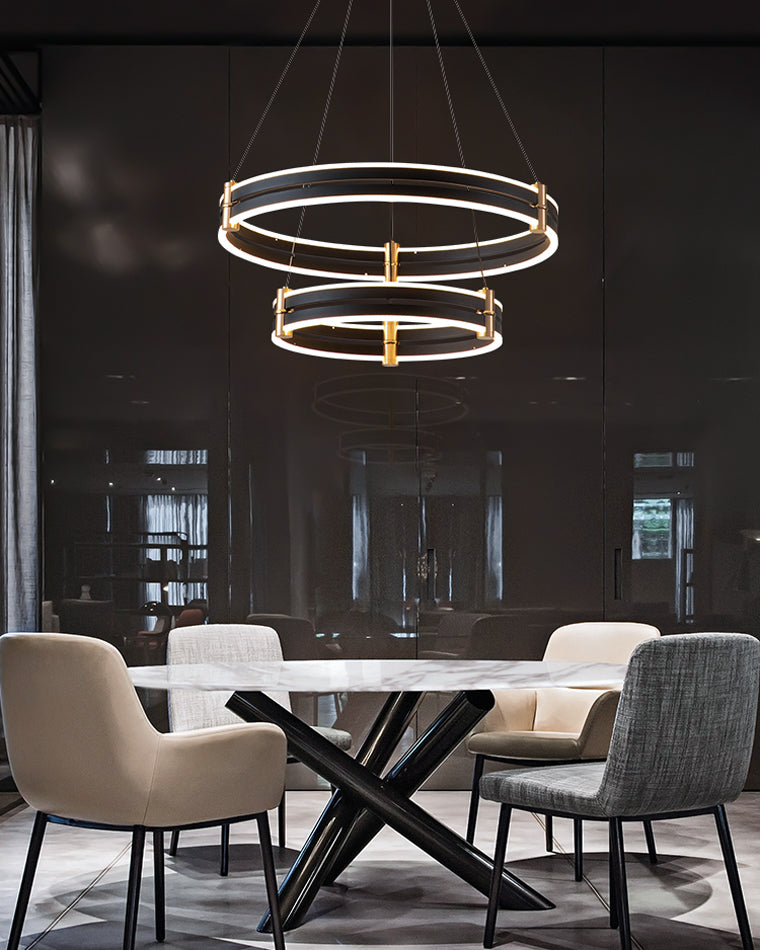 WOMO Tiered Black Rings Chandelier-WM2172