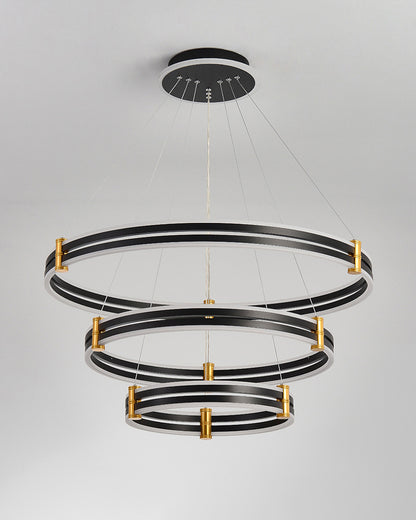 WOMO Tiered Black Rings Chandelier-WM2172