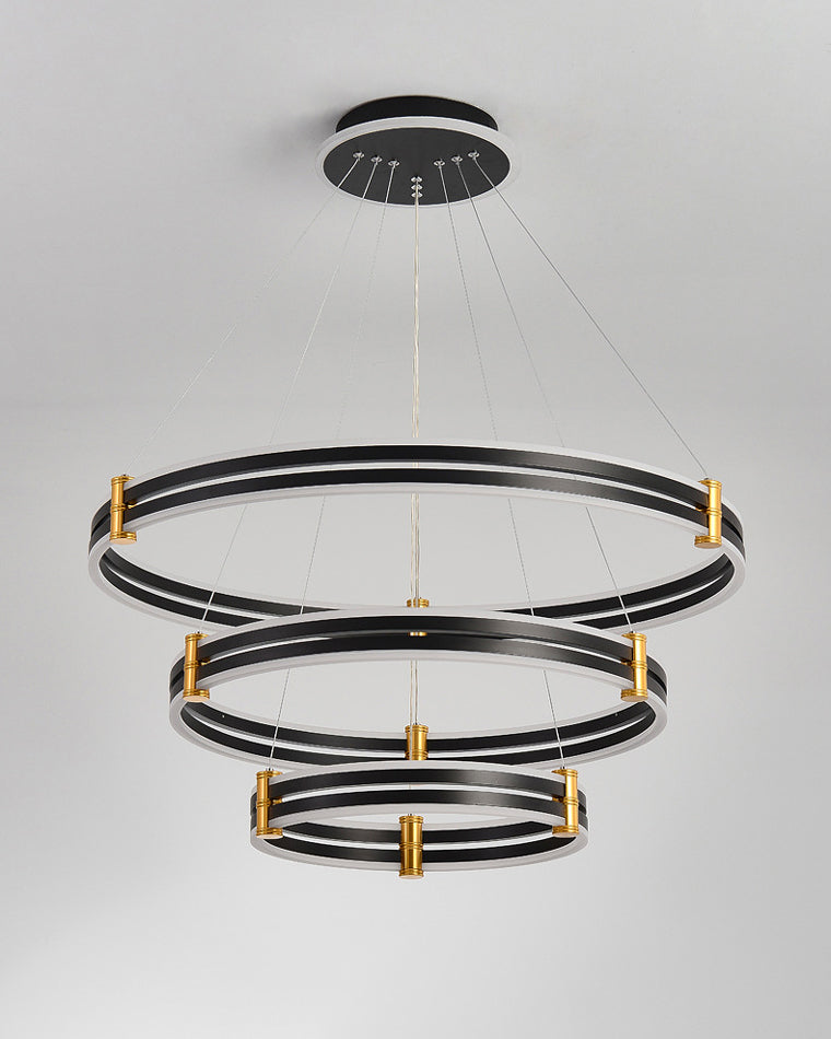 WOMO Tiered Black Rings Chandelier-WM2172