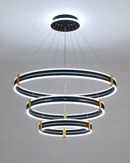 WOMO Tiered Black Rings Chandelier-WM2172