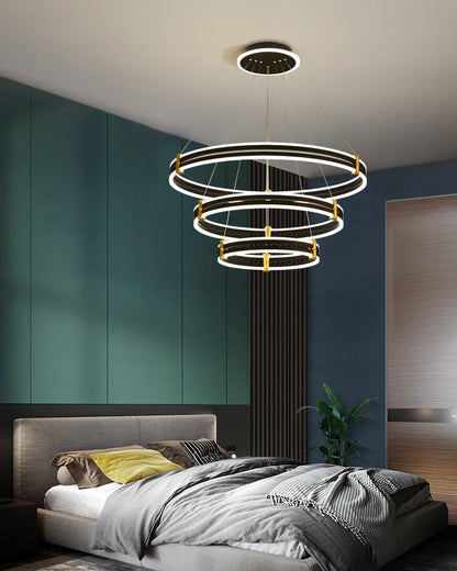 WOMO Tiered Black Rings Chandelier-WM2172