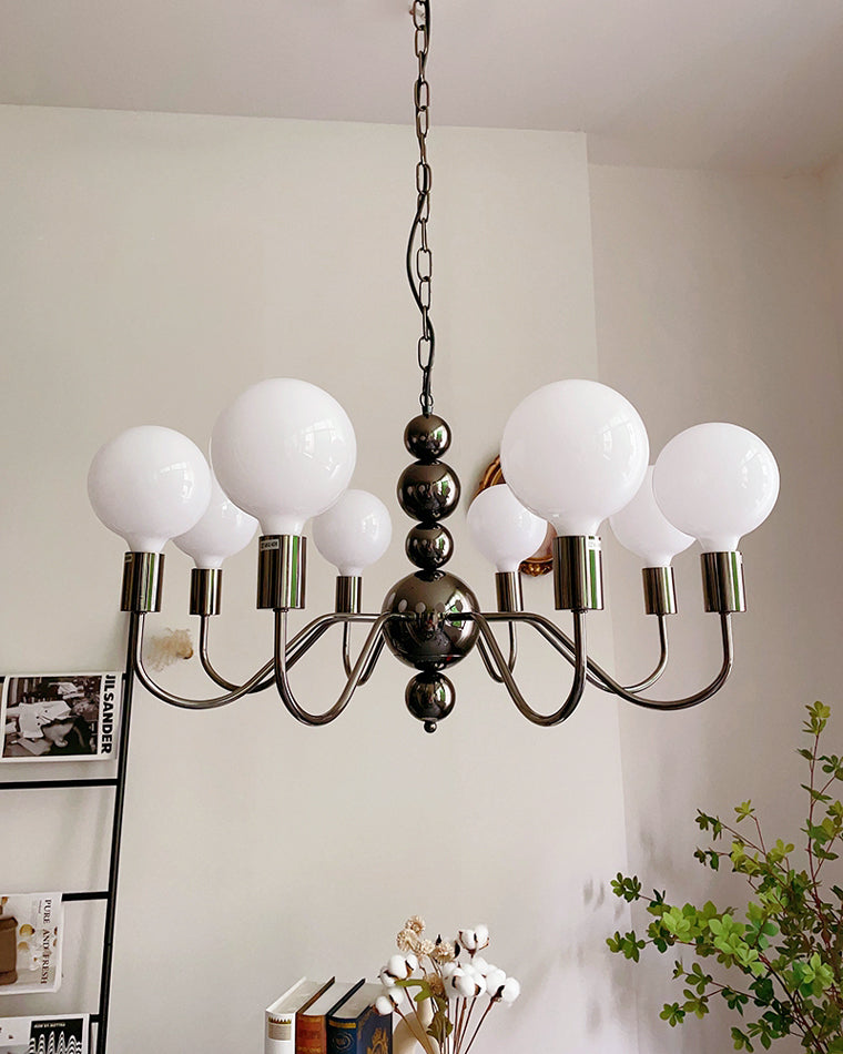 WOMO Milk Glass Globe Black Arm Chandelier-WM2173