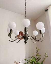WOMO Glass Globe Black Arm Chandelier-WM2173