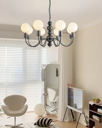 WOMO Glass Globe Black Arm Chandelier-WM2173