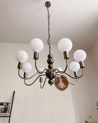 WOMO Glass Globe Black Arm Chandelier-WM2173