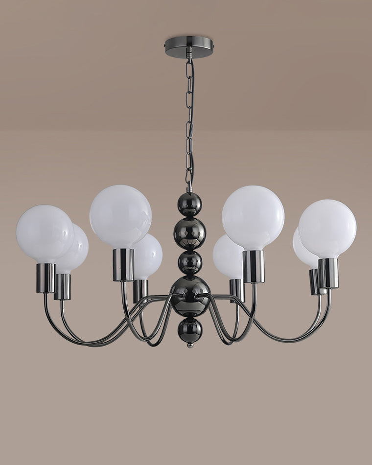 WOMO Milk Glass Globe Black Arm Chandelier-WM2173