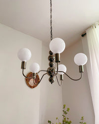 WOMO Glass Globe Black Arm Chandelier-WM2173