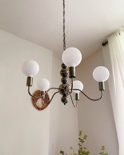 WOMO Milk Glass Globe Black Arm Chandelier-WM2173