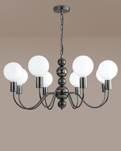 WOMO Milk Glass Globe Black Arm Chandelier-WM2173