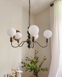 WOMO Glass Globe Black Arm Chandelier-WM2173
