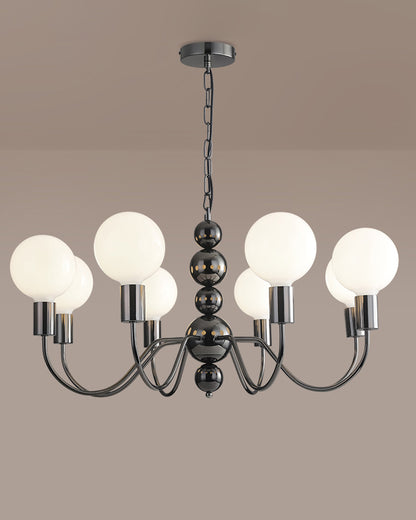 WOMO Milk Glass Globe Black Arm Chandelier-WM2173