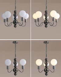 WOMO Glass Globe Black Arm Chandelier-WM2173