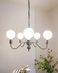 WOMO Glass Globe Black Arm Chandelier-WM2173