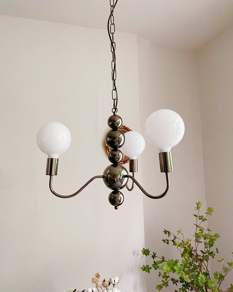 WOMO Milk Glass Globe Black Arm Chandelier-WM2173