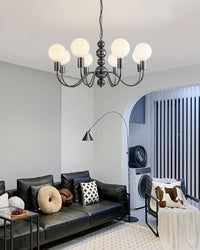 WOMO Glass Globe Black Arm Chandelier-WM2173