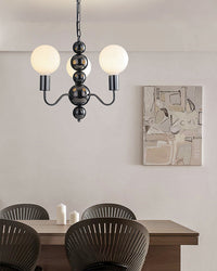 WOMO Glass Globe Black Arm Chandelier-WM2173